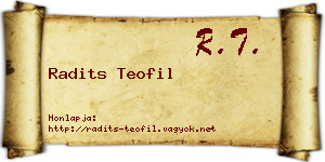Radits Teofil névjegykártya